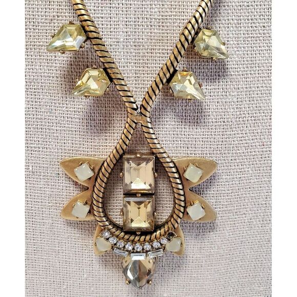 Stella & Dot Soliel Necklace Jewelry Gold Tone Crystal Rhinestones Neutral *note - Picture 3 of 10